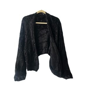 Torrid Black Open Collared Cardigan High Low Women's Size 6 6x Plus Faux Fur